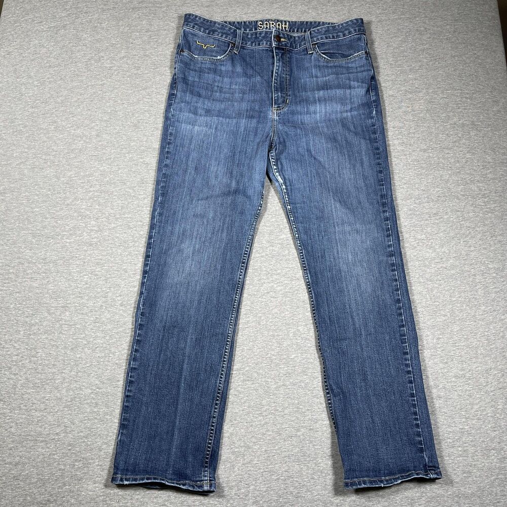 Kimes Ranch Sarah Straight Jeans Womens 16/30 Medium Wash Mid Embroidered Denim